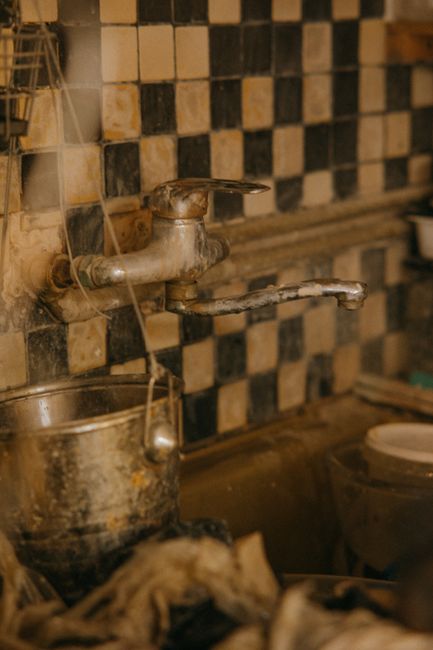 Drain cleaning in progress